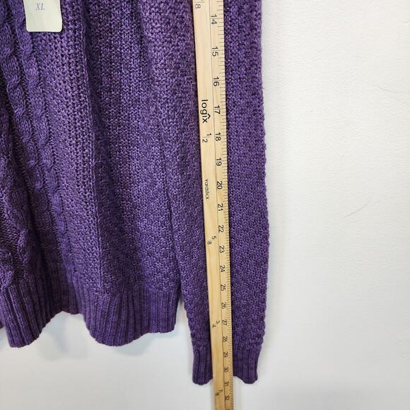 Laura Scott Cable Knit Sweater Size XL Purple V-neck Pullover Lightweight Preppy - Picture 8 of 13